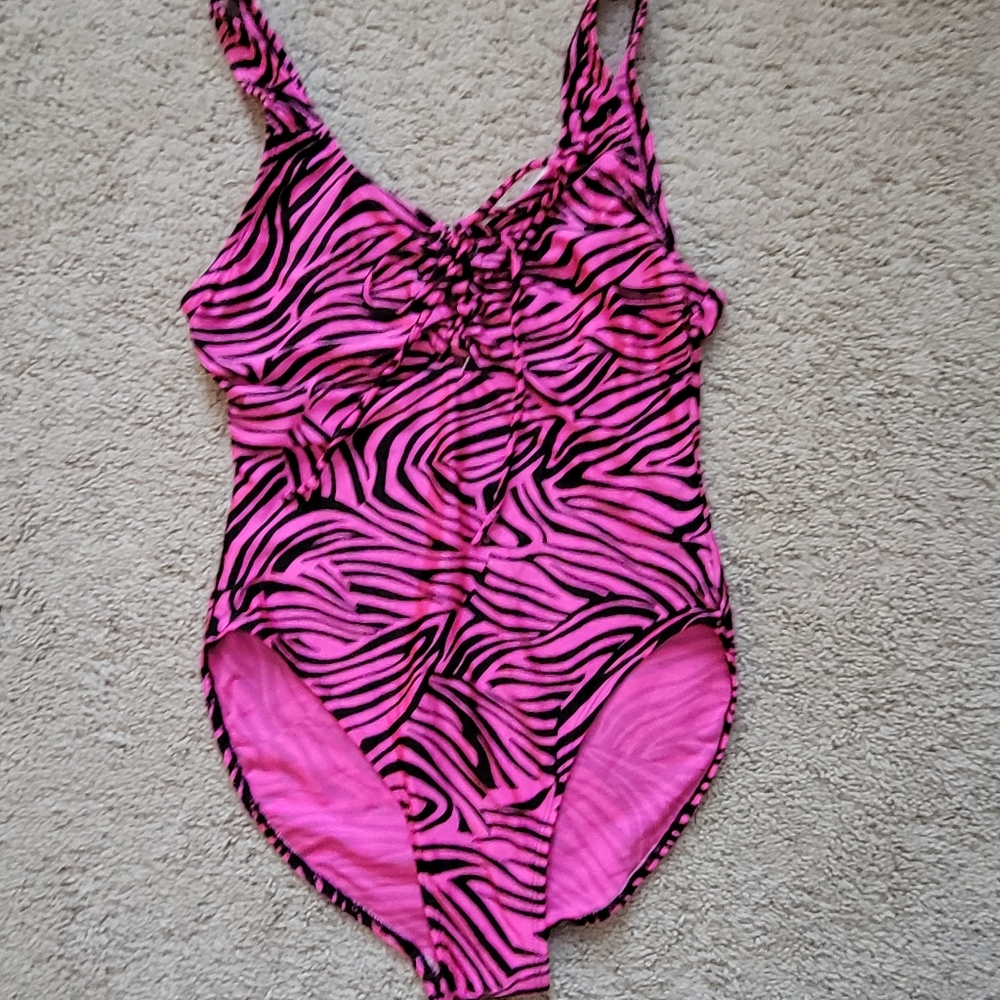 Vintage Hot Pink Zebra Print Swimsuit
